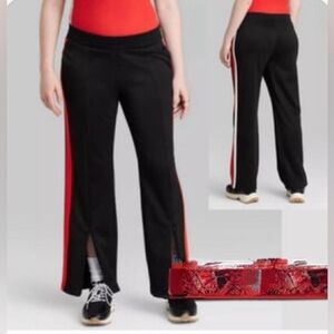 Wild fable, jogging pants, wide leg size M NWT black with red white striped